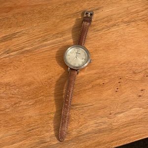 Fossil watch with leather strap